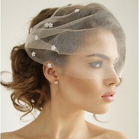 One-tier Vintage Style - Classic Style Wedding Veil Blusher Veils with Pure Color - Crystals - Rhinestones Tulle - Birdcage
