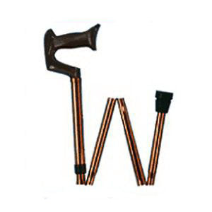 Adj. Black Folding Cane w-Walnut Finish Derby Hndl