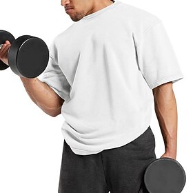 Homens Camiseta de Corrida Manga Curta Camiseta Casual Roupa Esportiva Algodão Respirável Secagem Rápida Macio Treino de Ginástica Corrida Caminhada Roupa de e