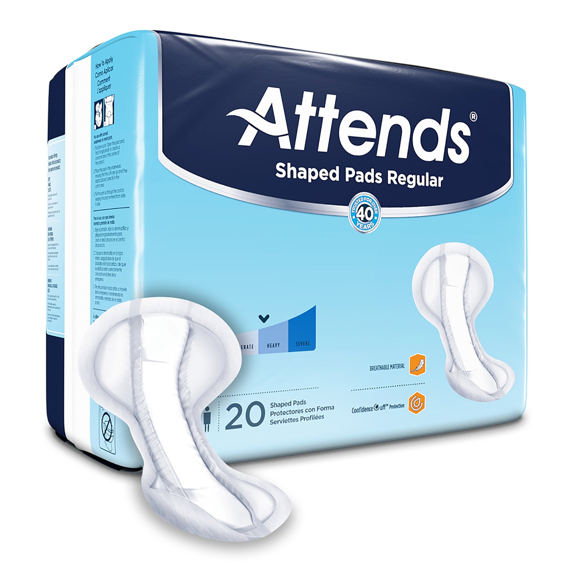 Attends Shaped Bladder Control Pads, Regular, Case of 80