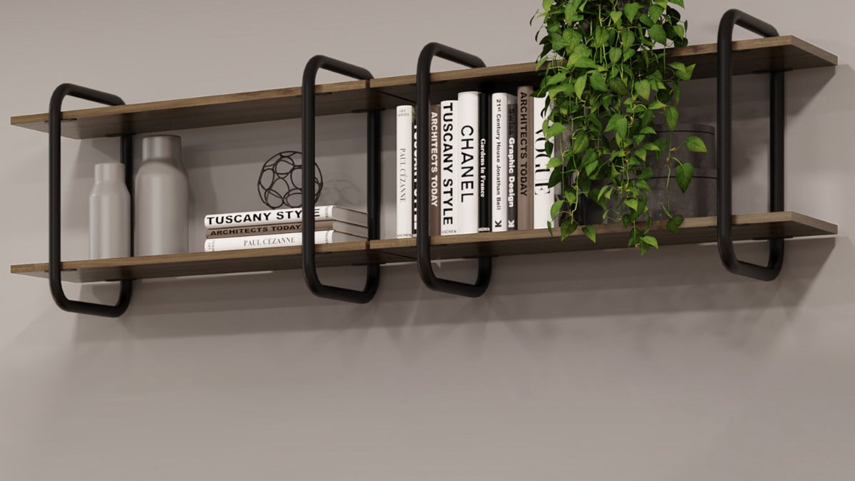 Techni Mobili Modern Floating Wall Shelves Walnut