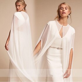 Women's Wrap Bridal's Wraps Elegant Pure Sleeveless Chiffon Wedding Wraps With Pure Color For Wedding Summer