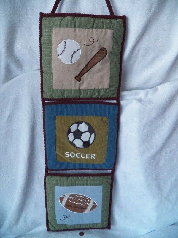 CoCalo baby Nursery Fabric Wall hanging Boy Baseball Soccer Football Sports Fan 