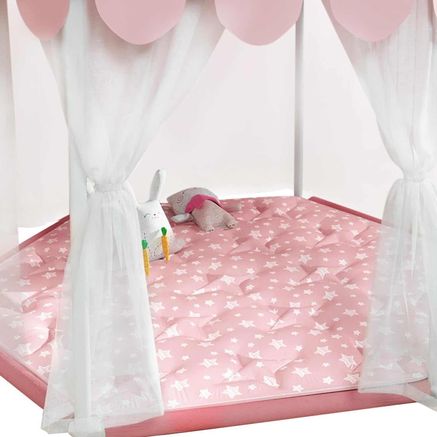 Hexagon Playpen Mat Princess Tent Rug for Monobeach Princess Castle 55"x47"