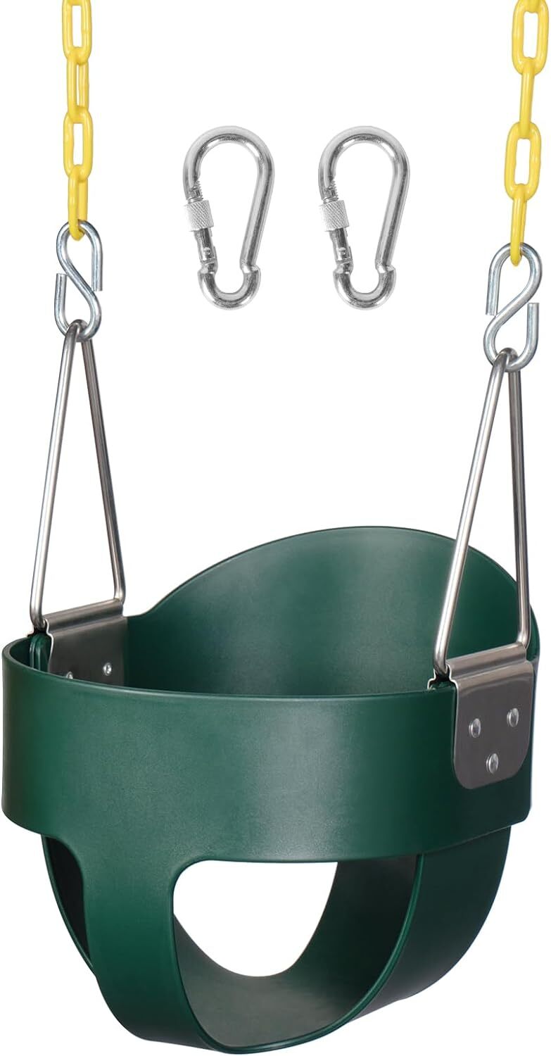 ToddlerSwingSeat, 330lbCapacity,HighBack Full Bucket withCoatedChains forOutdoor