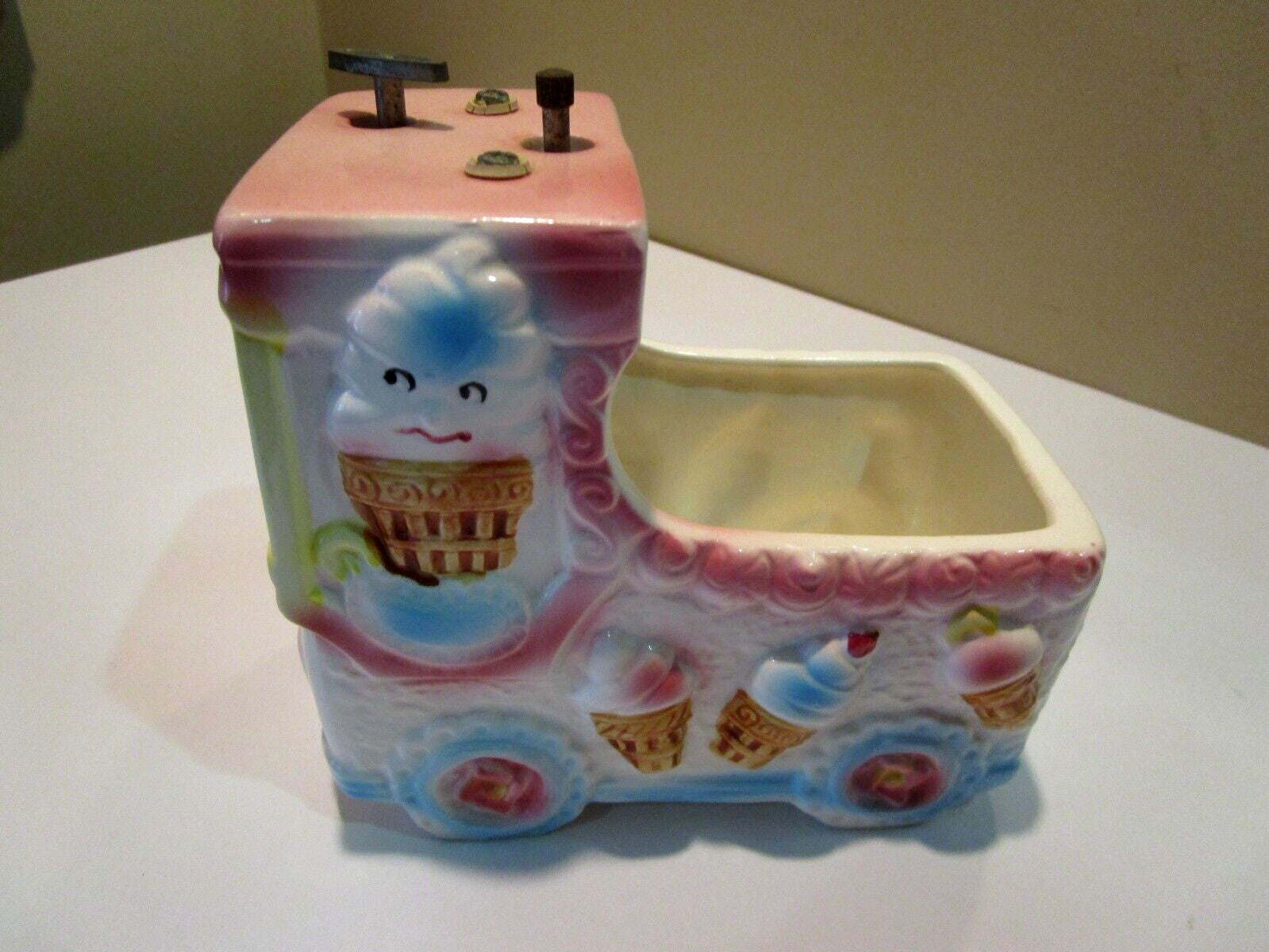Vintage Rubens Baby Musical Ice Cream Truck Planter Vase #3445M