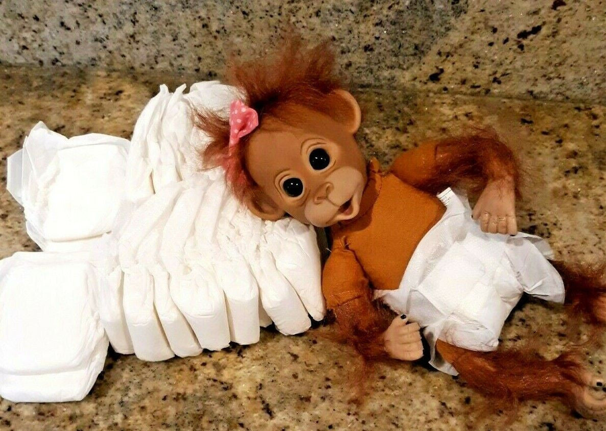 30 NANO size  diapers  PREEMIE MONKEYS OR DOLLS up to 2 pd - no doll includ