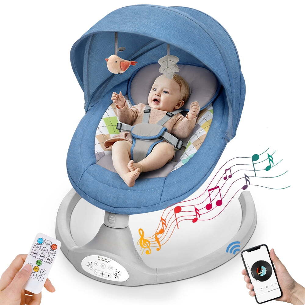 Electric Baby Swing, Infant Swing Rocker with Remote Control, 5 Sway Speeds