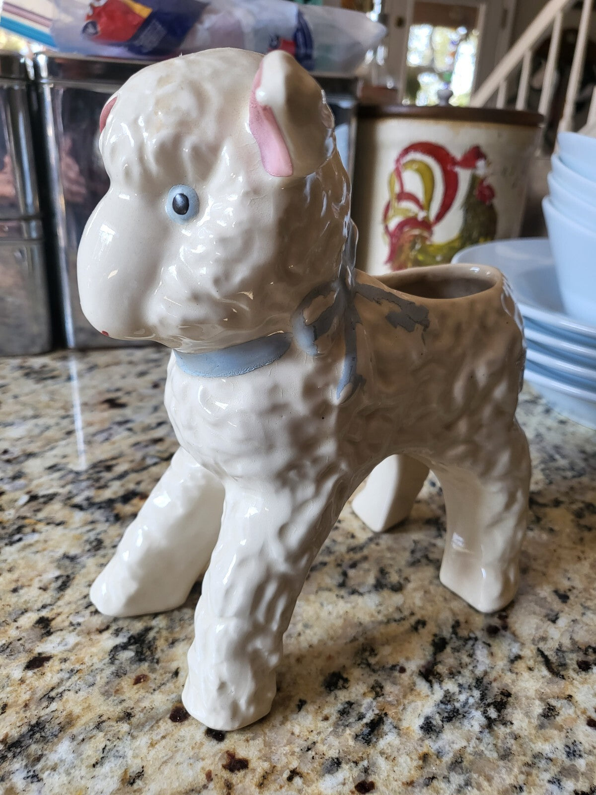 Vintage 50s SHEEP LAMB PLANTER McCoy? HULL? Art POTTERY Baby NURSERY Kids