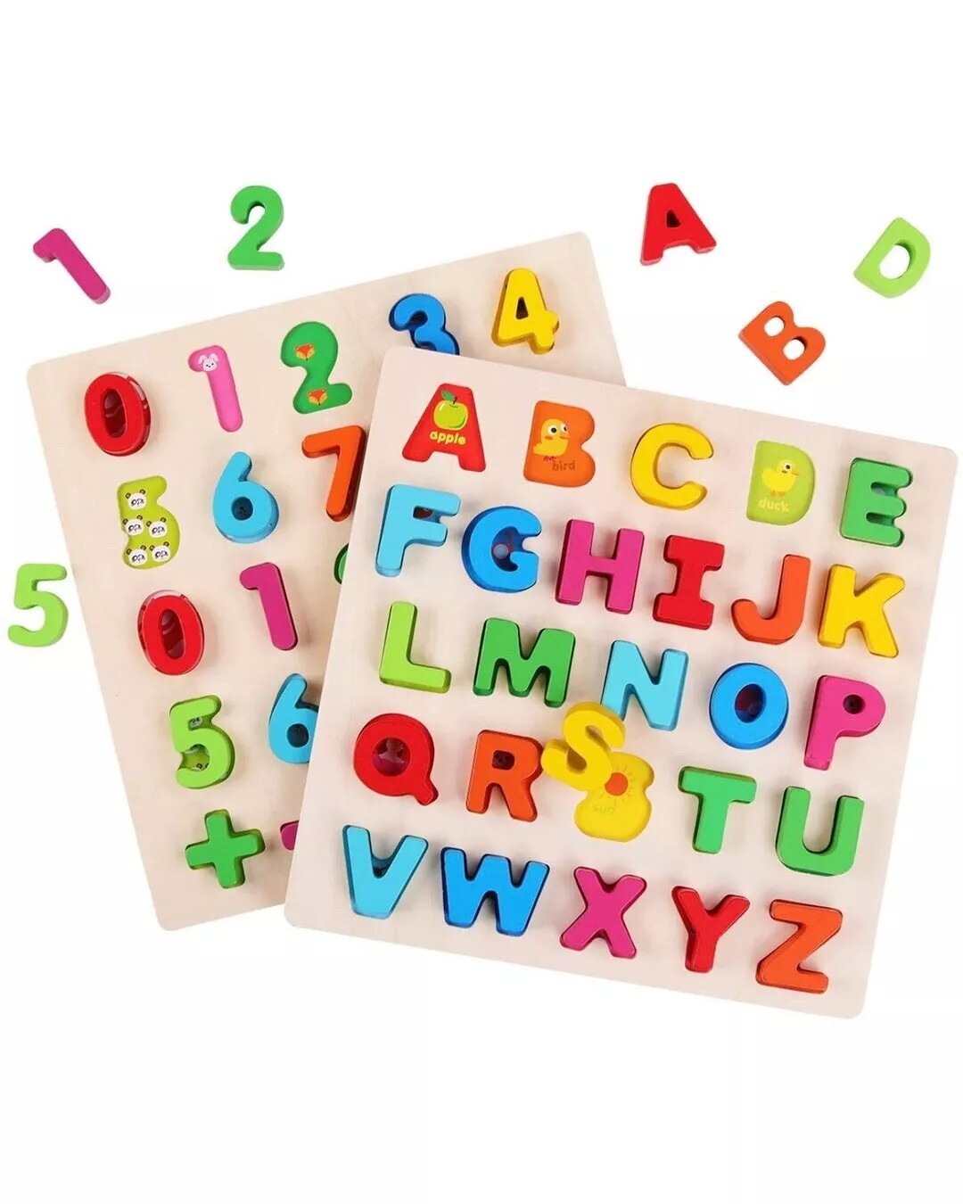 2PC Wooden Alphabet Number Puzzle Set Baby Toys Kids Learning Educational Toys