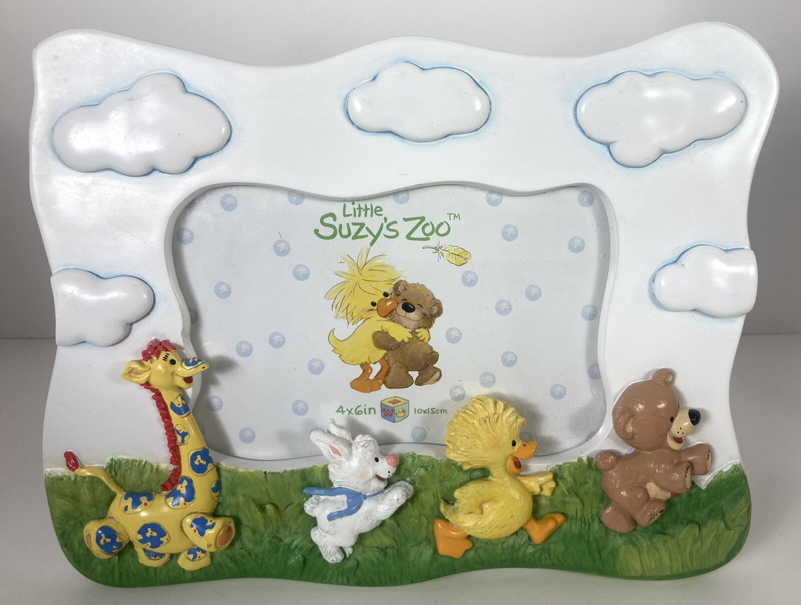Little Suzy's Zoo PHOTO FRAME Giraffe Bunny Duck Bear Clouds Grass Nursery Decor