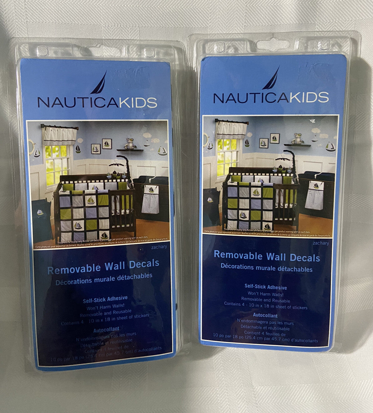 Nautica Kids Zachary Removable Nursey Wall Decals Sailboat Clouds Waves Set of 2
