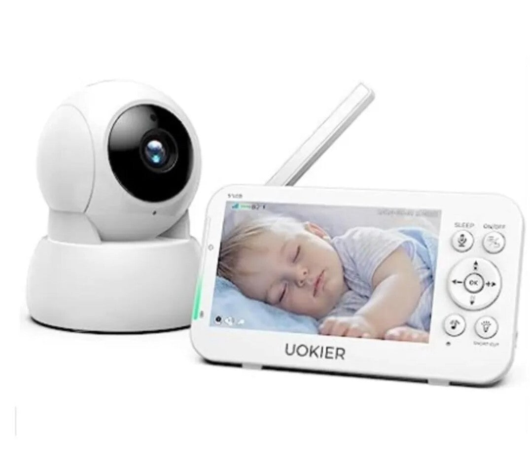 Baby Monitor UOKIER 1080P 5" HD Display Video Monitor Night Vision Two-Way Audio
