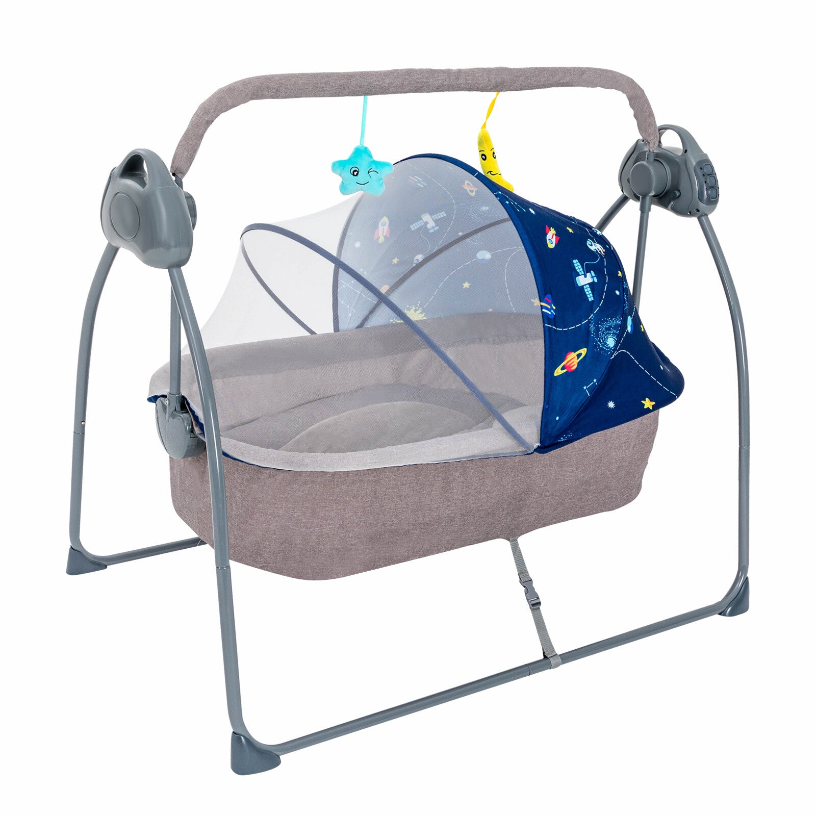Electric Auto-Swing Baby Bed Cradle Portable Infant Crib Rocker Bluetooth Blue