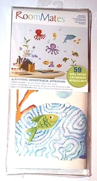 RoomMates Peel & Stick Ocean Sea Life Creatures Wall Decals  59 ct