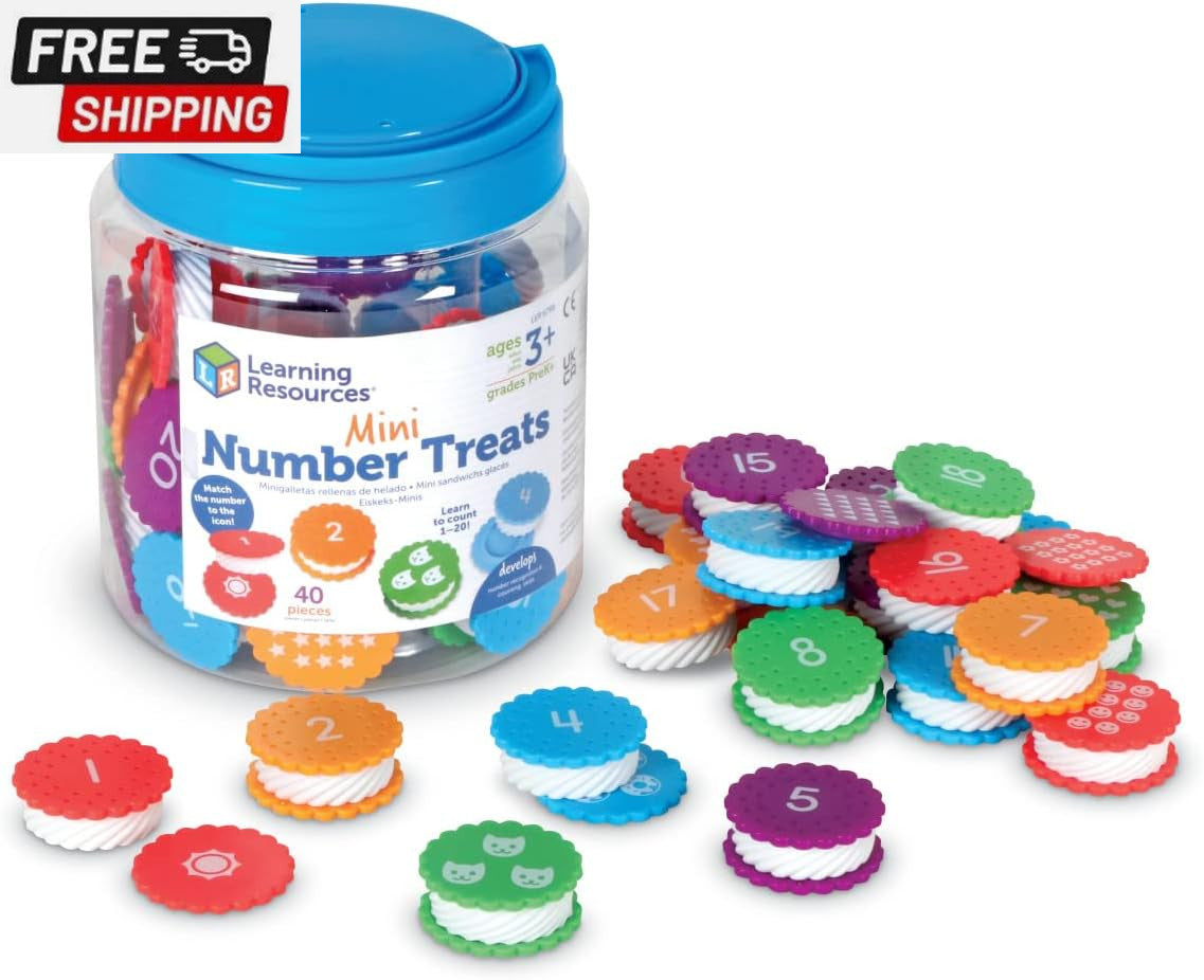 Mini Number Treats, 40 Pieces, Ages 3+, Cookies Toys, Counting and Colors Recogn