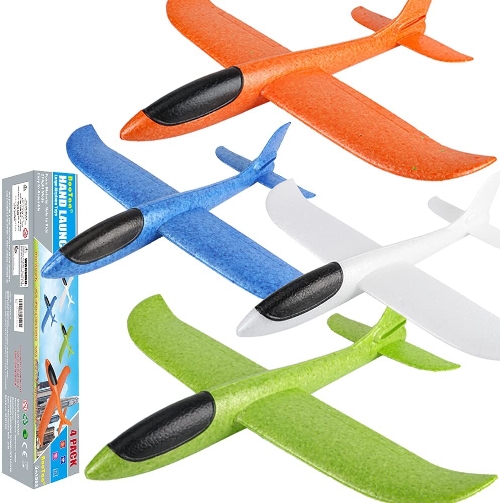 BooTaa 4 Pack AirplaneFlying Toys 175 Large Throwing Foam