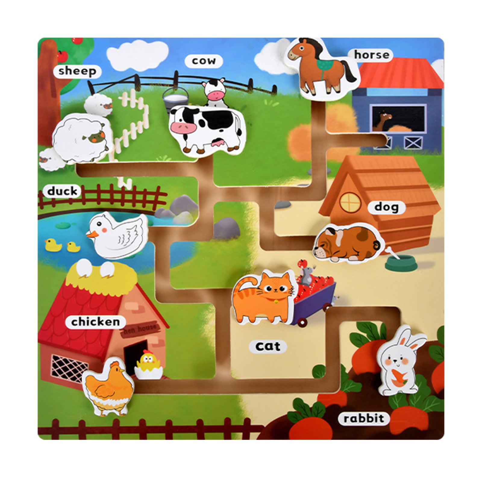 Wooden Matching Board Wooden Educational Puzzle Board Montessori Toys