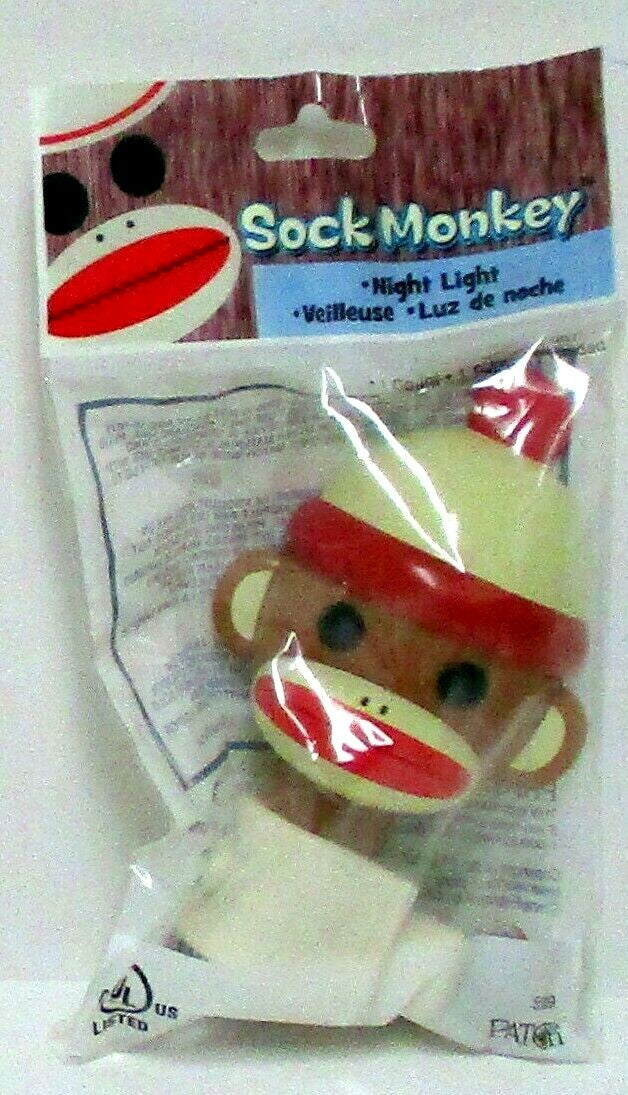 Sock Monkey Night Light In Original Packaging w/ Bulb Plastic by Patch NEW