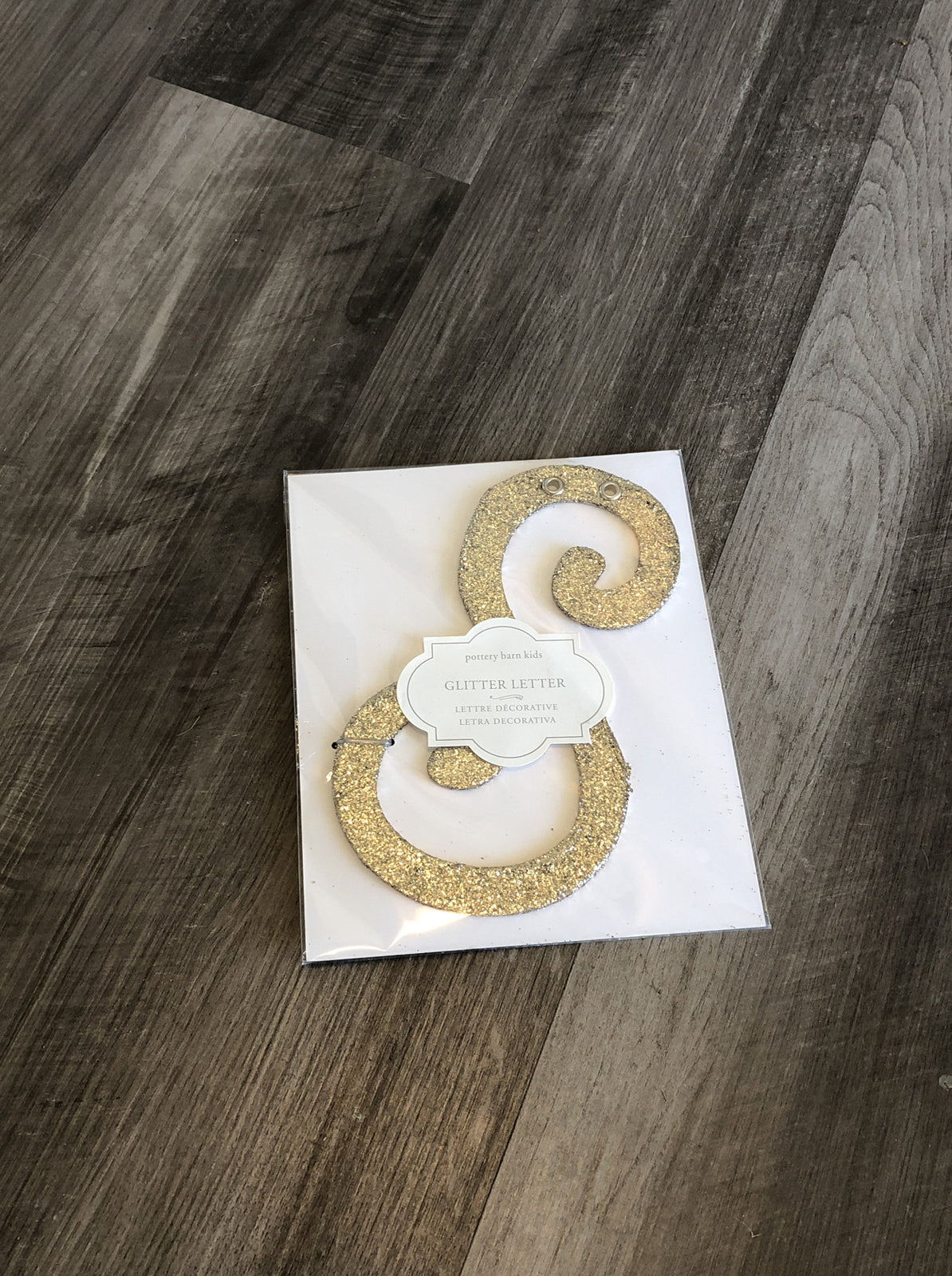 Pottery Barn Gold Glitter Letters Wall Decor New 8 in. tall New