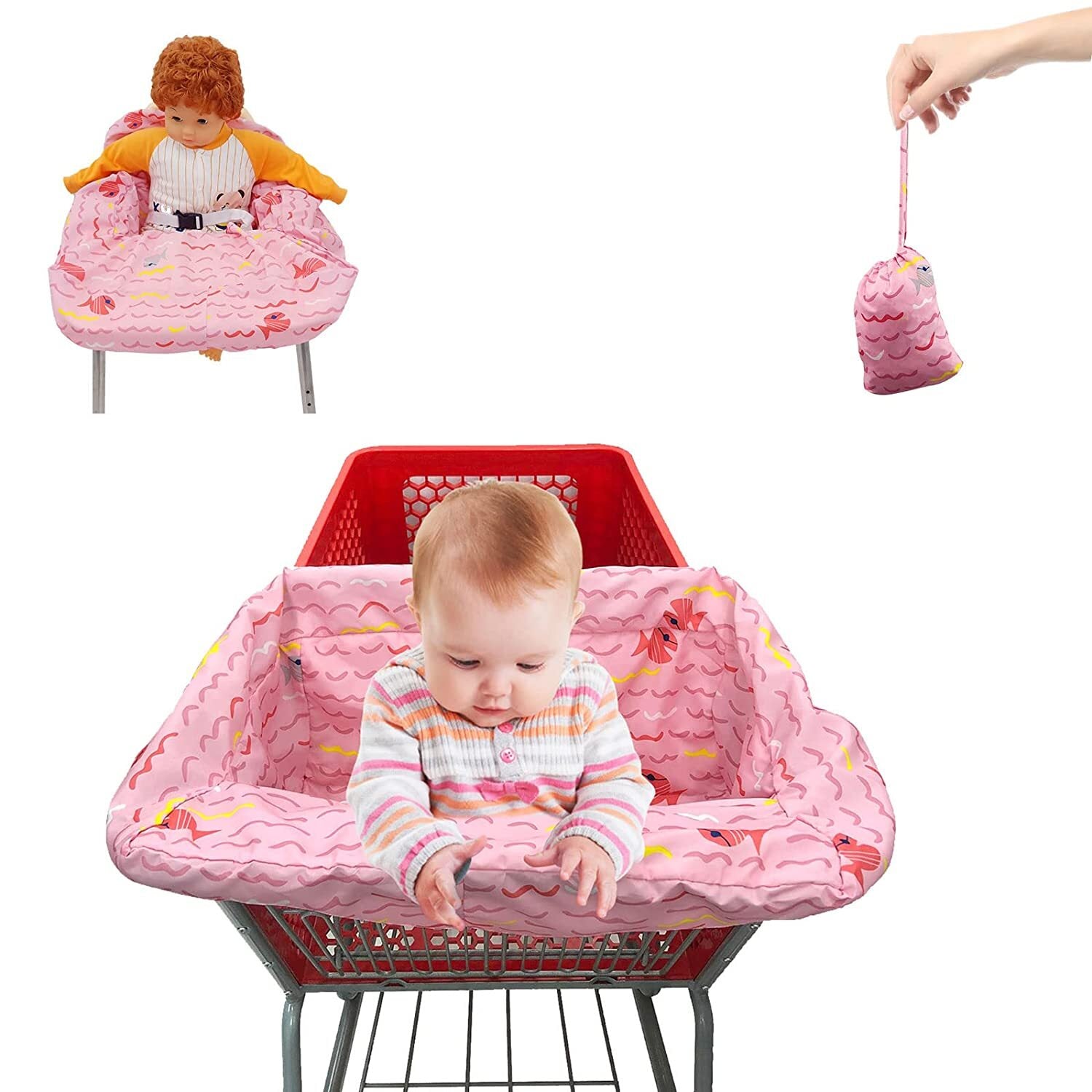 Baby Shopping Cart Covers 2-in-1 High Chair Covers Portable with Free Carry Bag