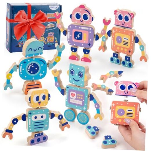 Wooden Snap-Together Building Toys, STEM Building Blocks, Take Apart Toys 