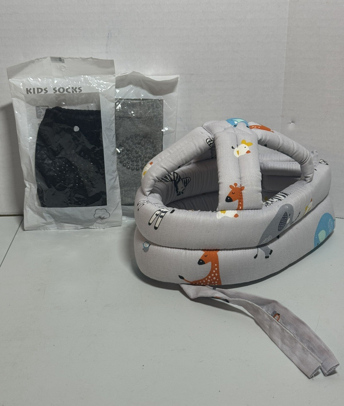 NEW Baby Infant Adjustable Safety Head Protector Grey Giraffe Elephant Zebra