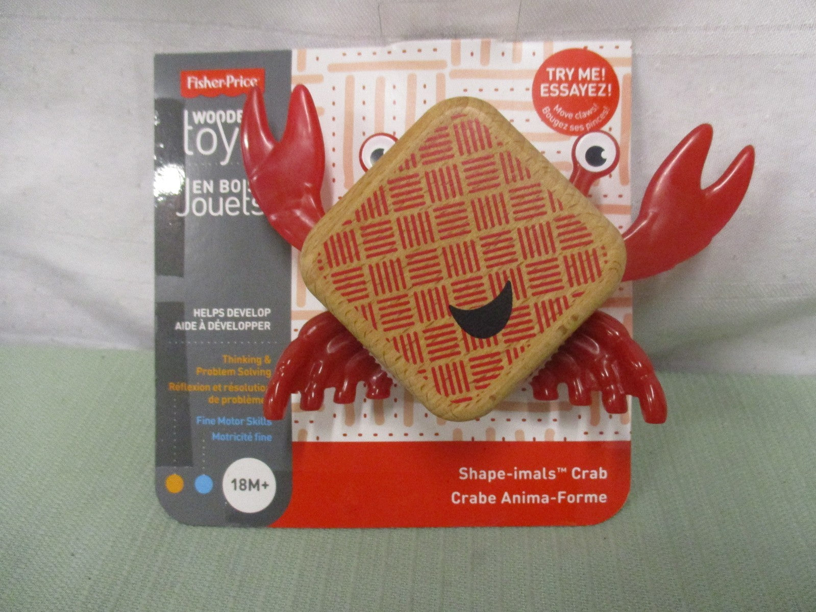 FISHER PRICE Wooden Toys SHAPE-IMALS CRAB DEVELOP FINE MOTOR SKILLS 18M+ baby 
