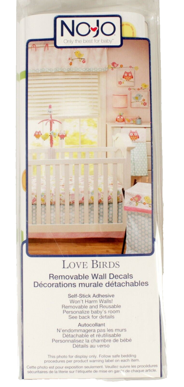 Love Birds Nursery Decals Pink Owls by NoJo Removeable New