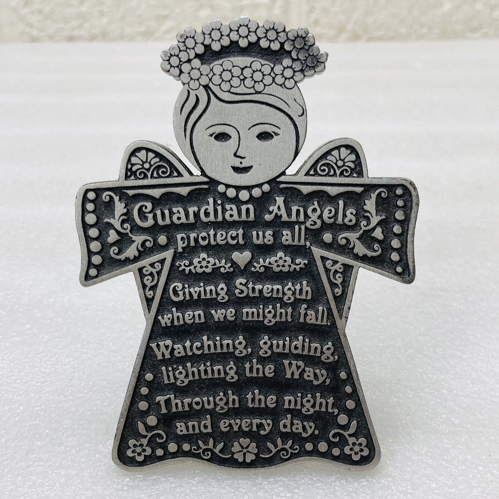 Cathedral Art Metal Guardian Angel Wall Hanging Desk Top Decor USA Made  EUC?