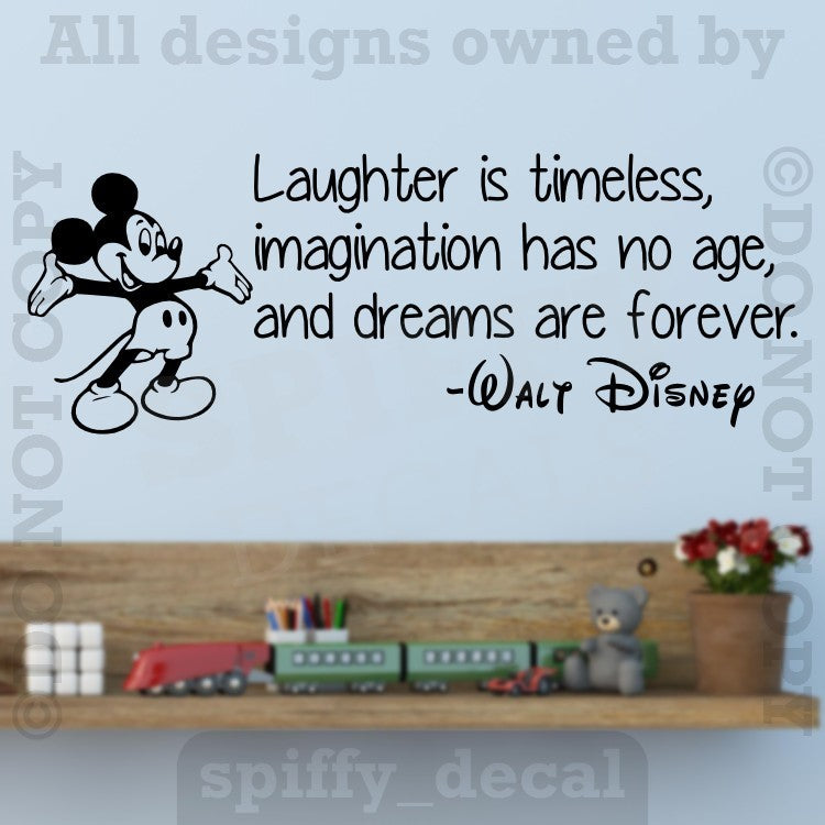 Disney Mickey Laughter Imagination Dreams Forever Wall Quote Vinyl Wall Decal