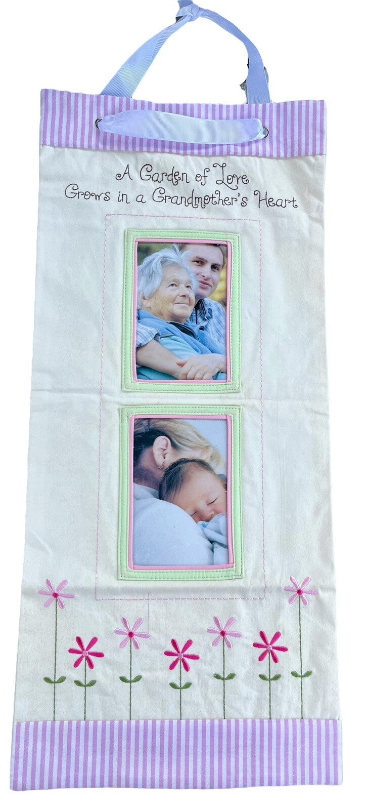 GRANDMOTHER'S LOVE Decorative Photo Frame Banner Wallhanging W/Flowers