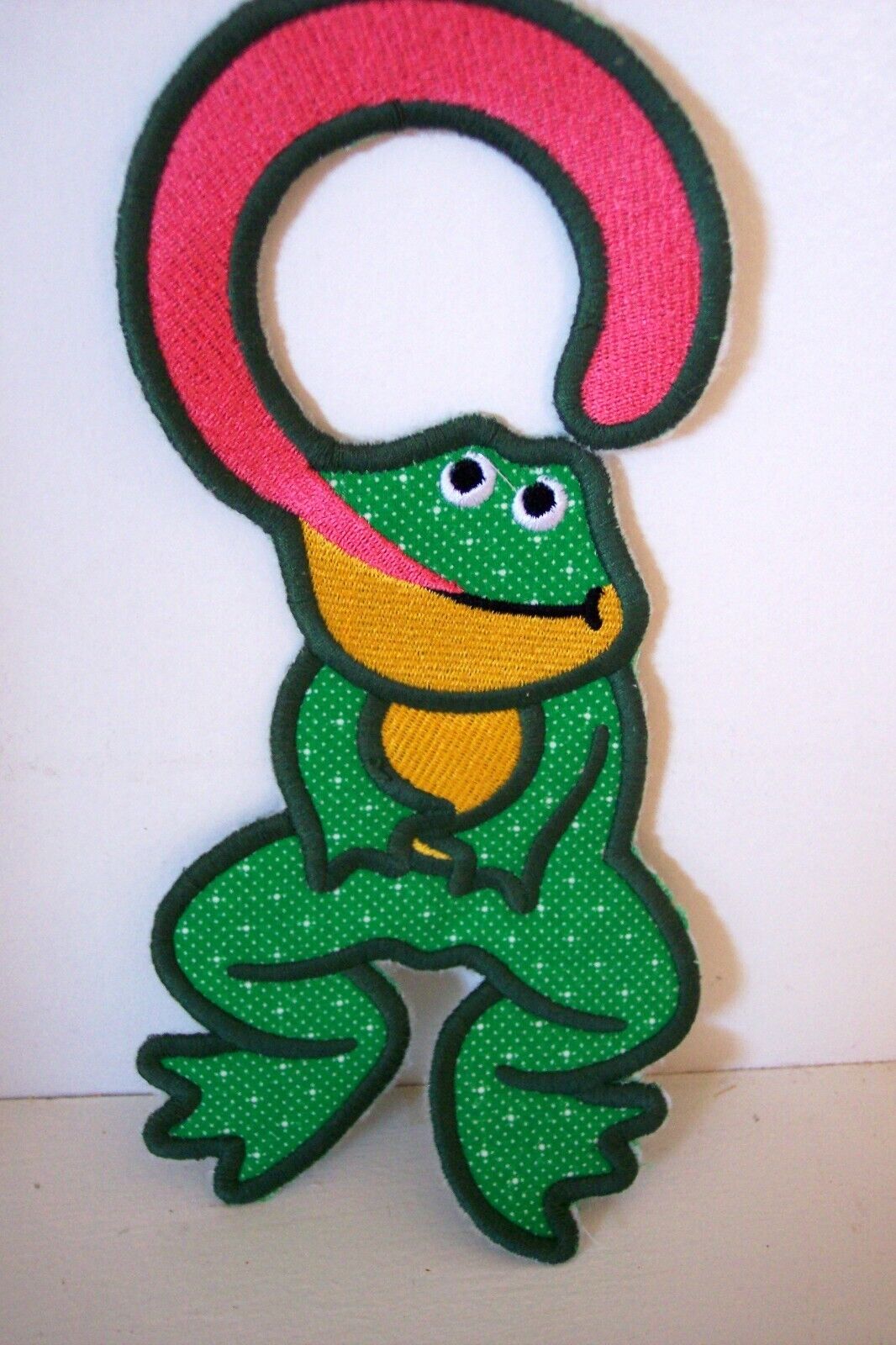 "FROG" Baby Door Hanger/Nursery Decor-9" H x 5" W Bright Color-ITH Embroidery