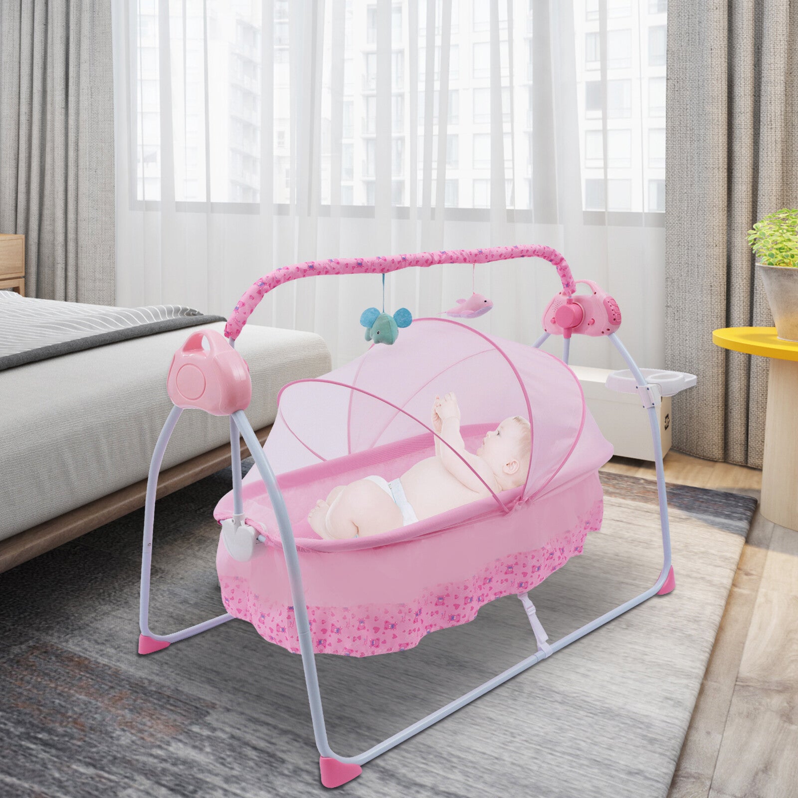 Baby Swing Bouncer Baby Cradle 5Speed Auto Rocker Seat Baby Crib Infant Rocker
