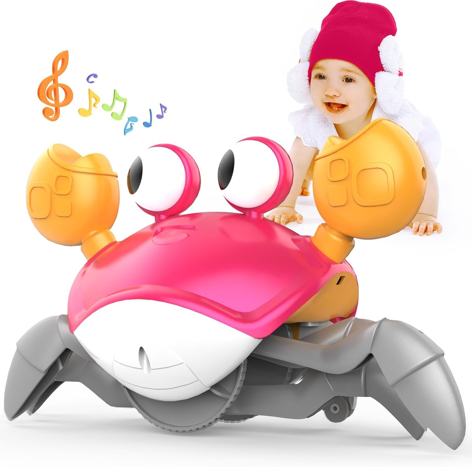 Crawling Crab Baby Toys Infant - Tummy Time Toy Gifts for 3 4 5 6 7 8 9 10 11 12