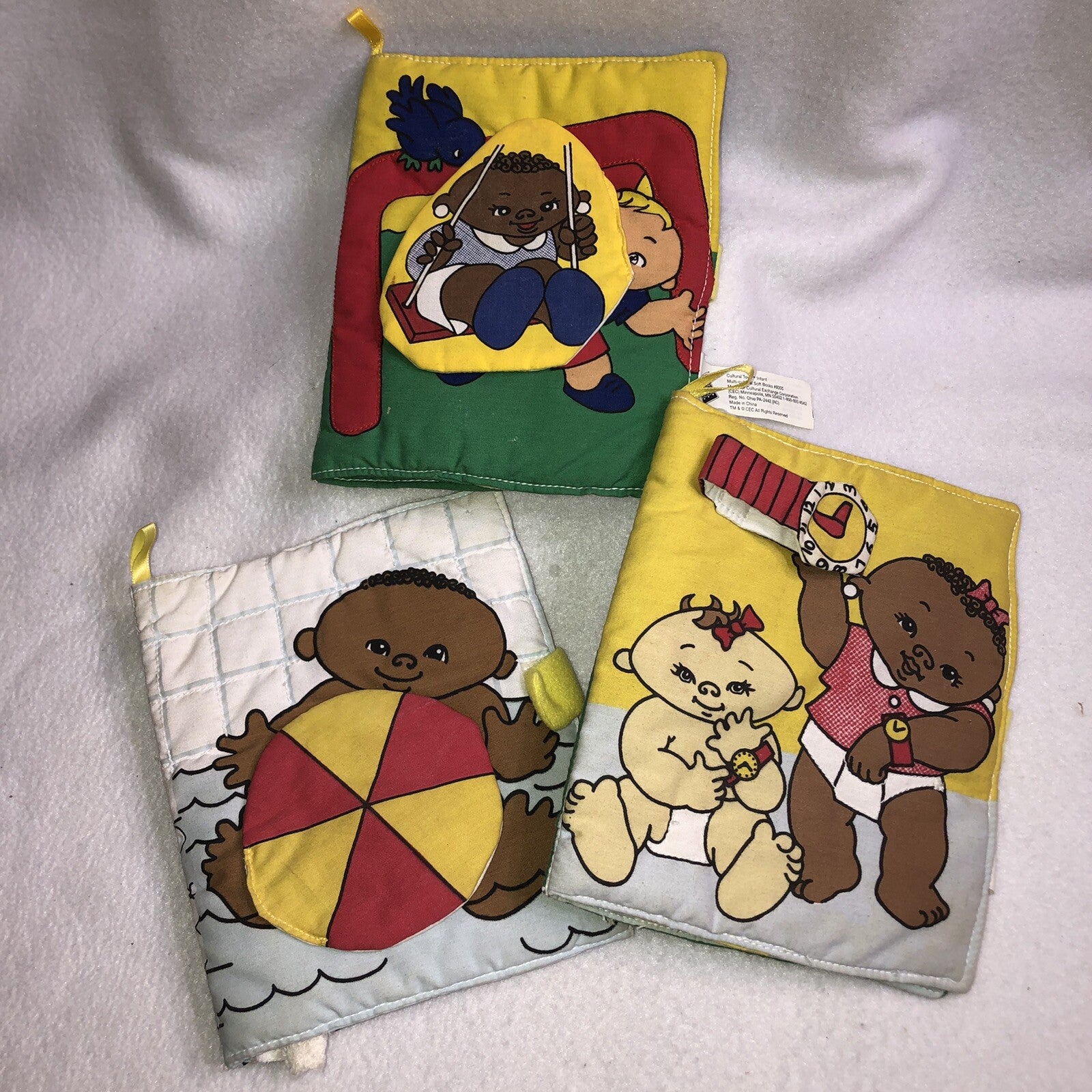3 Cultural Toys Infant Multi-Cultural Soft Sided Cloth Baby Books 1994 Diversity