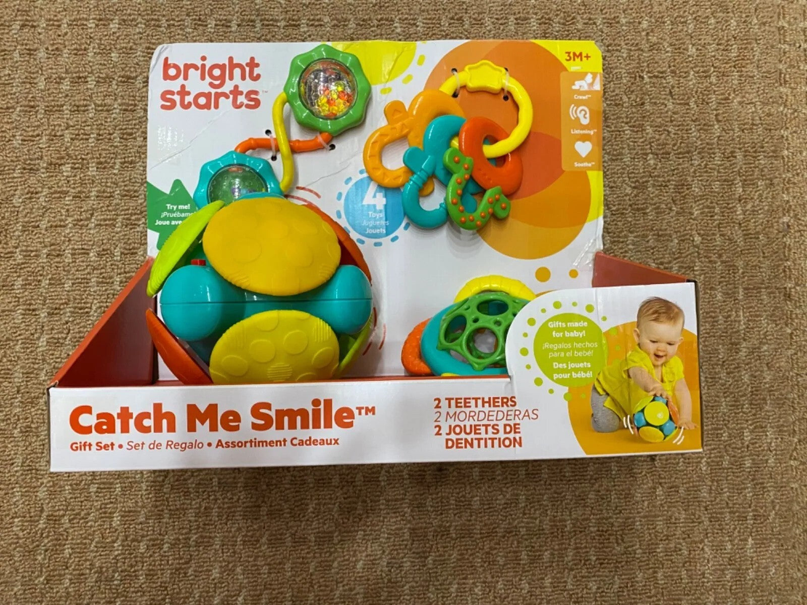 Bright Starts Catch Me Smile Gift Set, 4 Toys 3 Months +