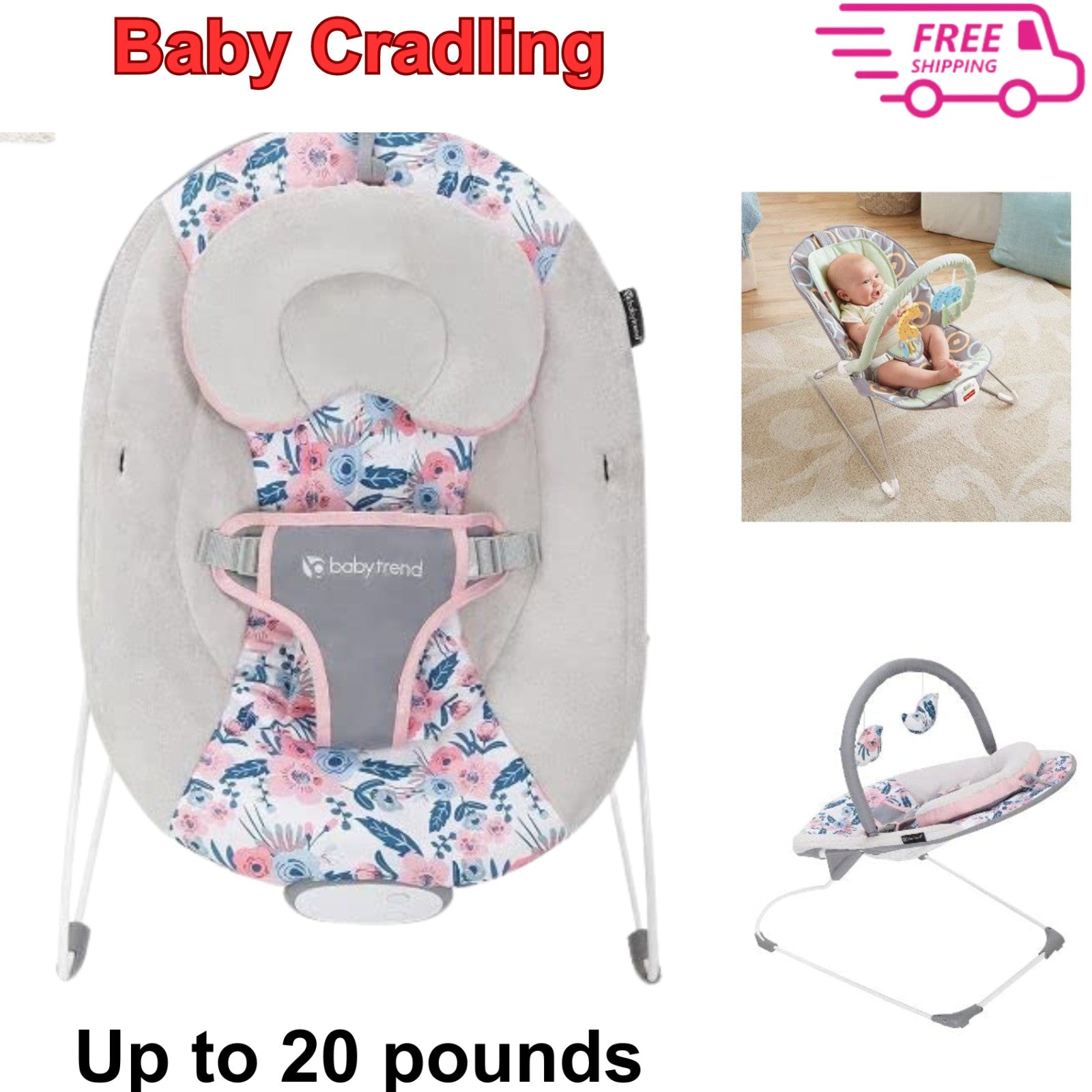 Baby Cradling Bouncer Musical Vibration Rocker Seat Infant Toddler Chair Swing