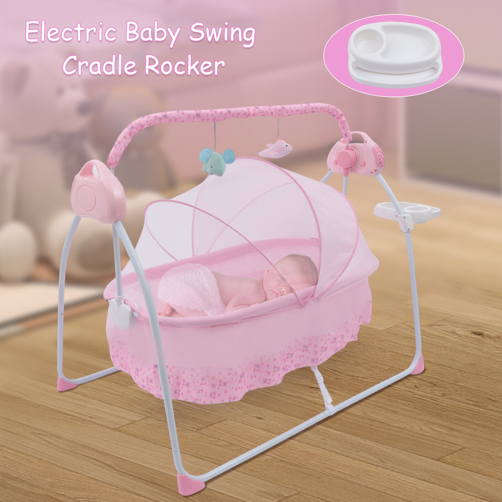 Infant Rocker Electric Baby Cradle Swing Music Lounger Baby Crib With Mattress