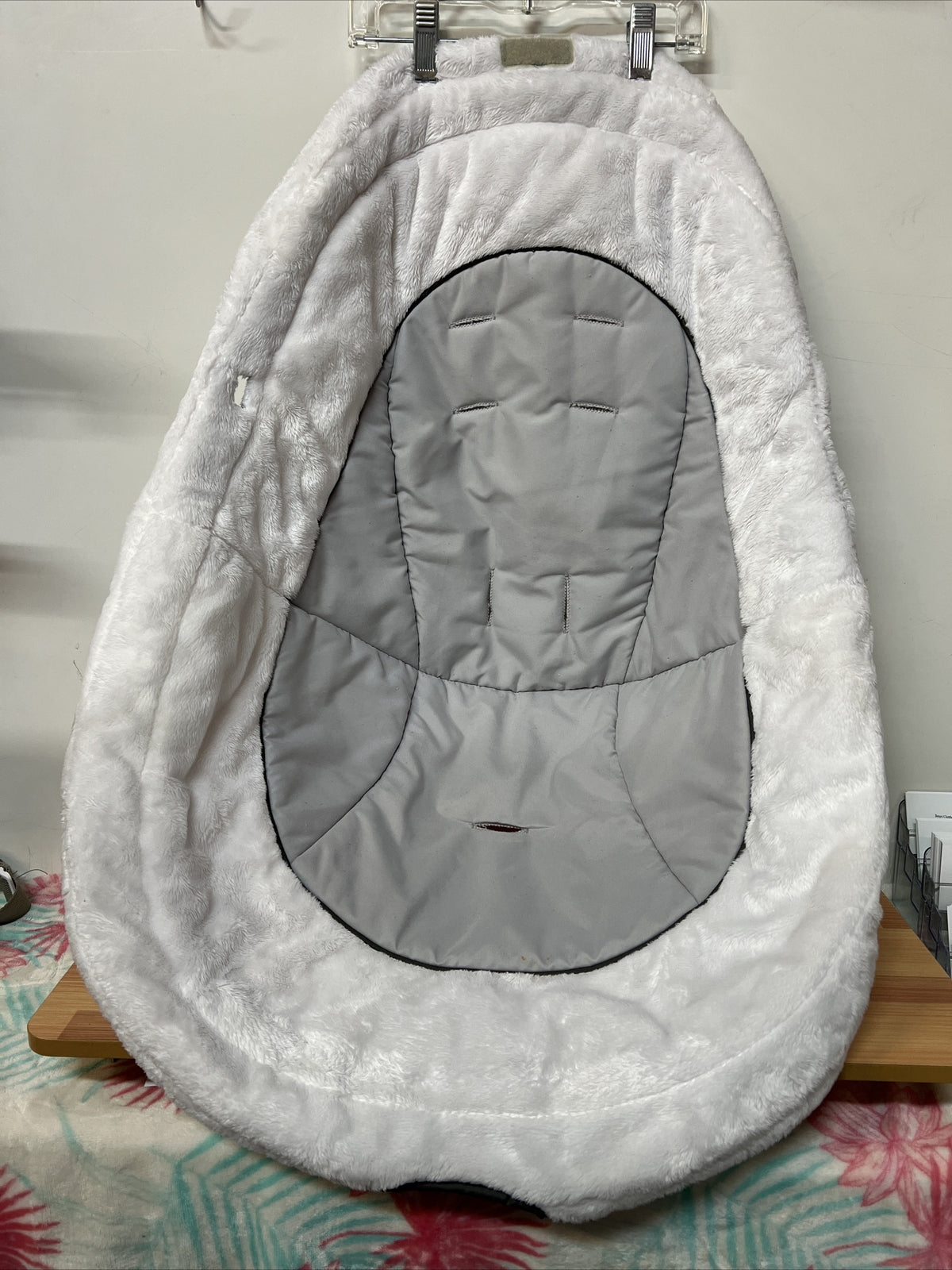 Graco Oasis Baby Swing Replacement Part Seat Cover Material Cushion Plush Gray