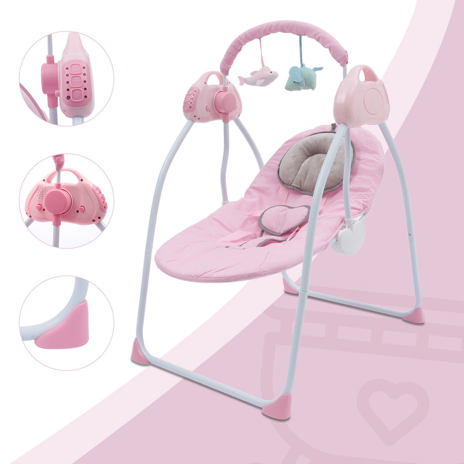 Electric Baby Swing Infant Cradle Toddler With Bluetooth Music Rocker Chair USA
