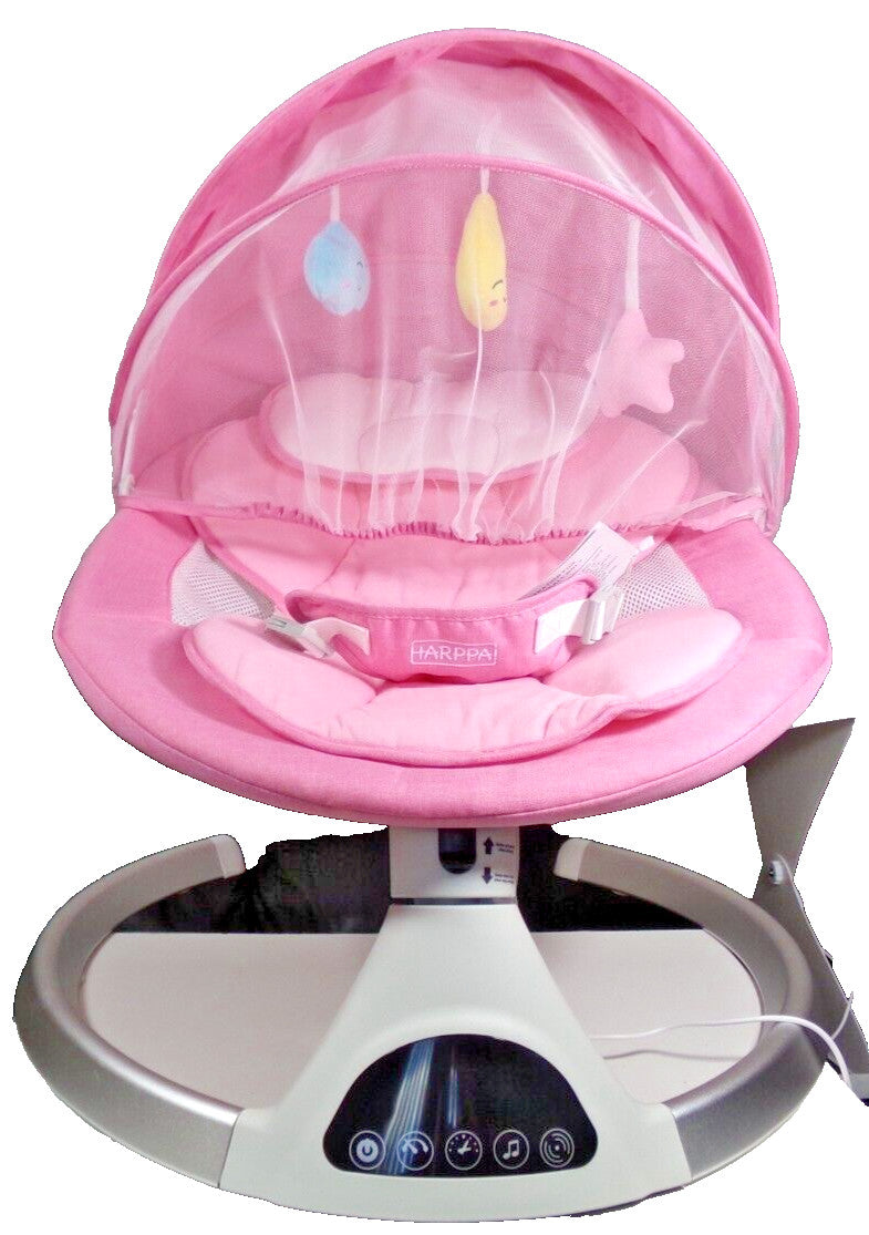 HARPPA Electric Portable Baby for Infant, Pink, Swing 5 speed w/ Music Speaker
