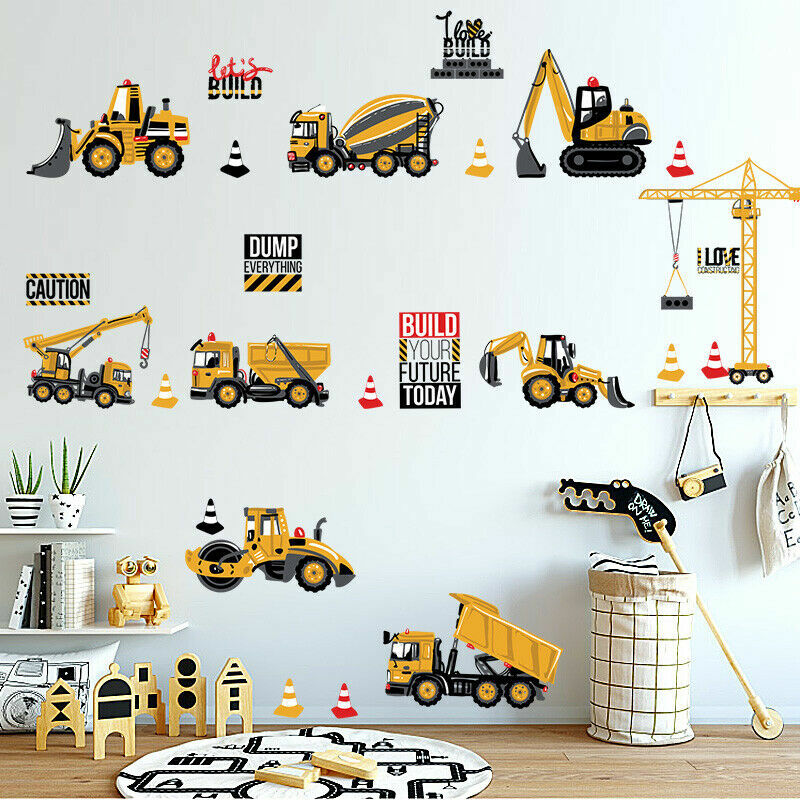 Construction Vehicles Collection Boys Nursery Decal Wall Stickers Kids Art Mural