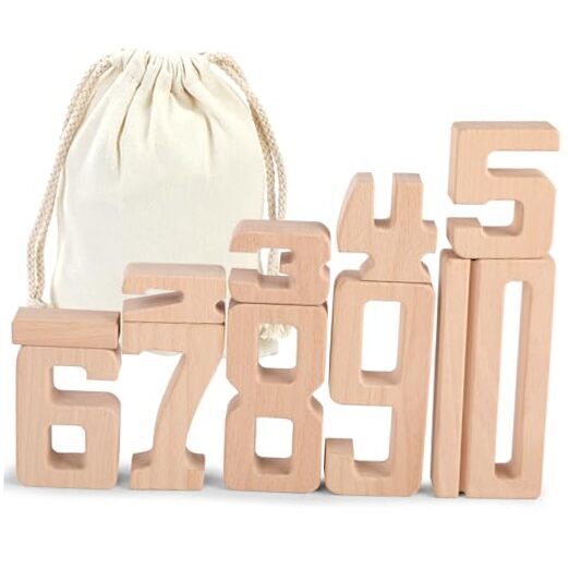 Wooden Numberblocks Toys, 10 Pcs Number Blocks Toys for Kids, Large Number 