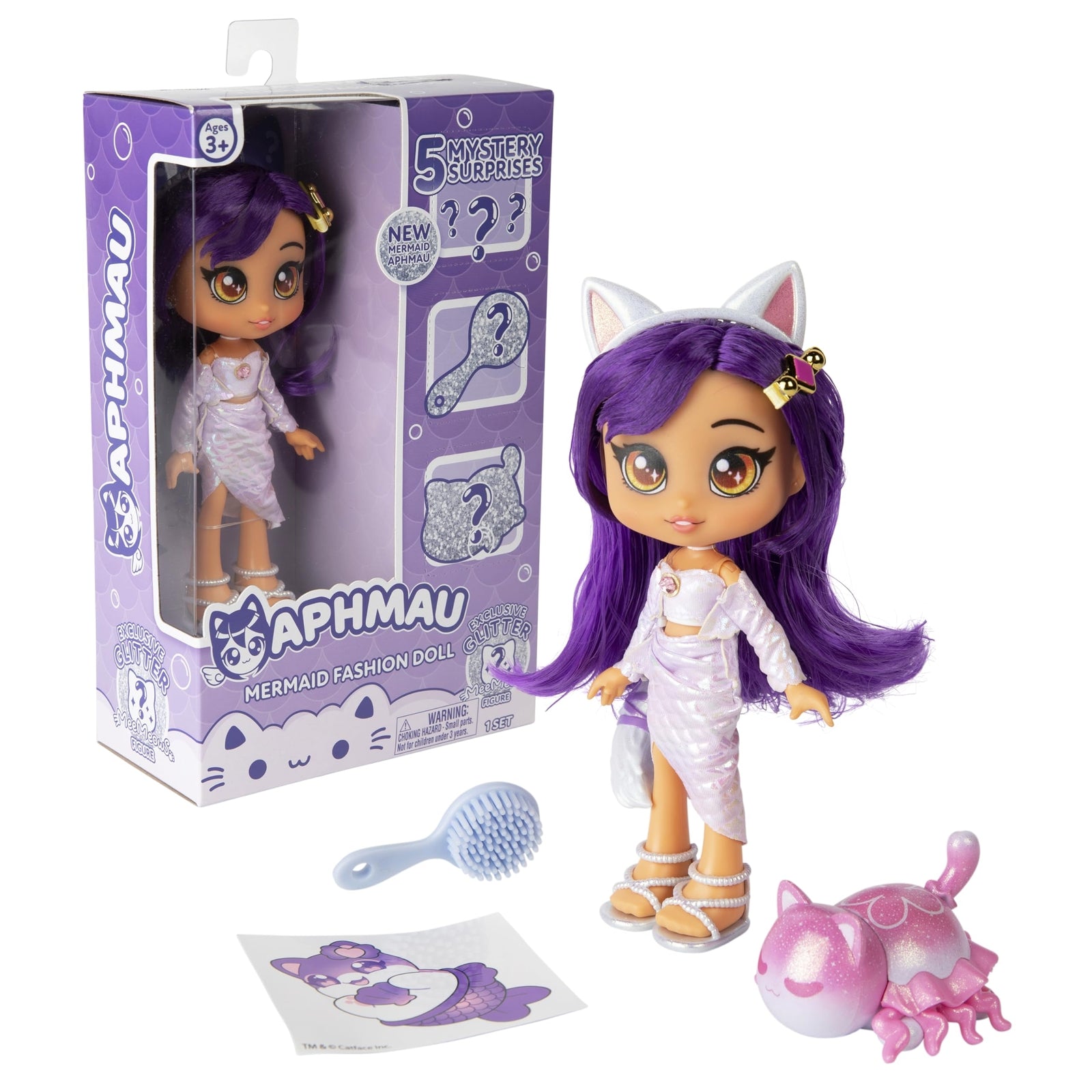 Aphmau Fashion Doll & Accessories zeemeermin, 5 mysterieuze verrassingsspeeltjes