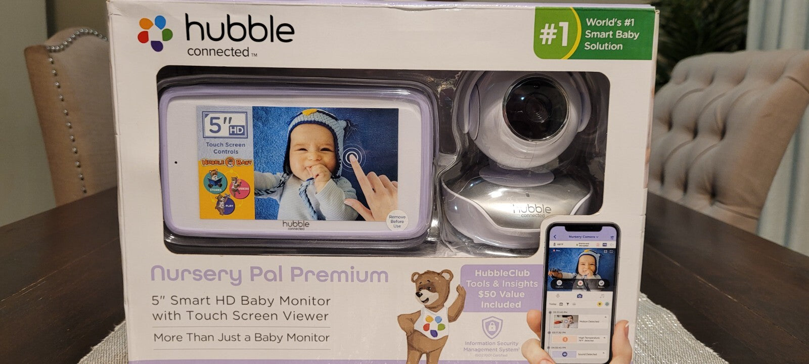 Hubble Connected Nursery Pal Premium 5" Smart HD Baby Monitor with Touch Screen