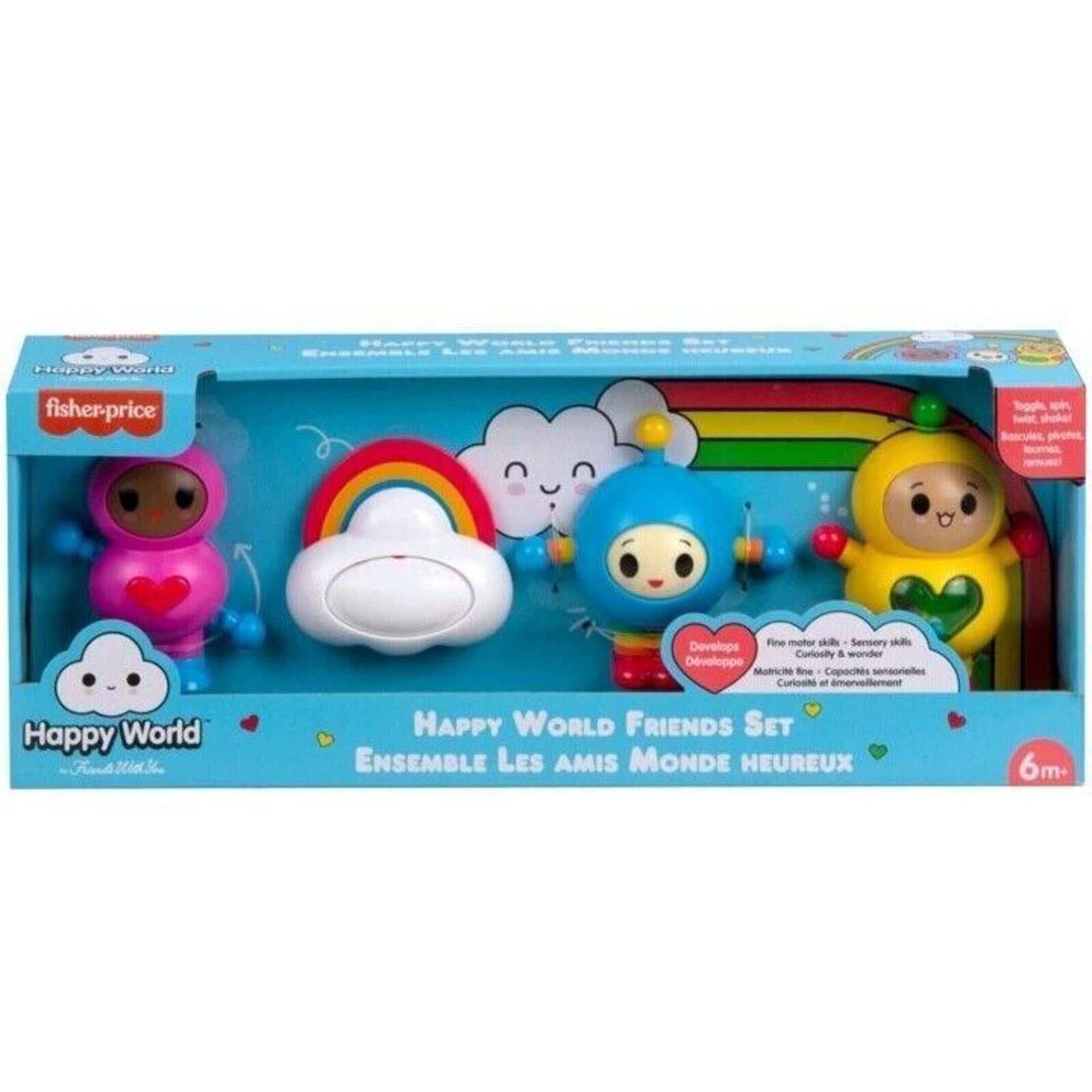 Fisher-Price Happy World Friends Gift Set of 4 Sensory Activity Toys Play Child