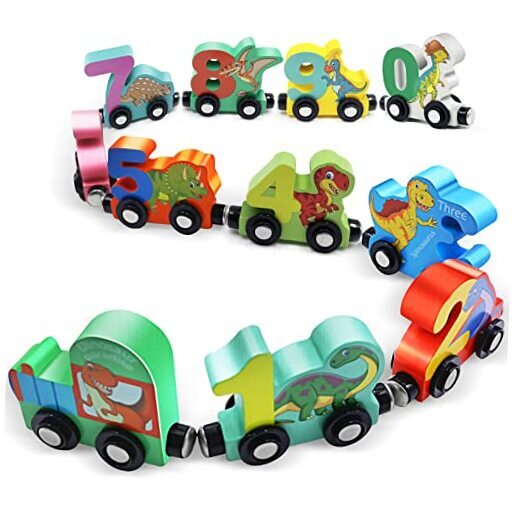 Toddler Toys for 2-4 Year Old Boys, Wooden Dinosaur Train Toys for Kids, 