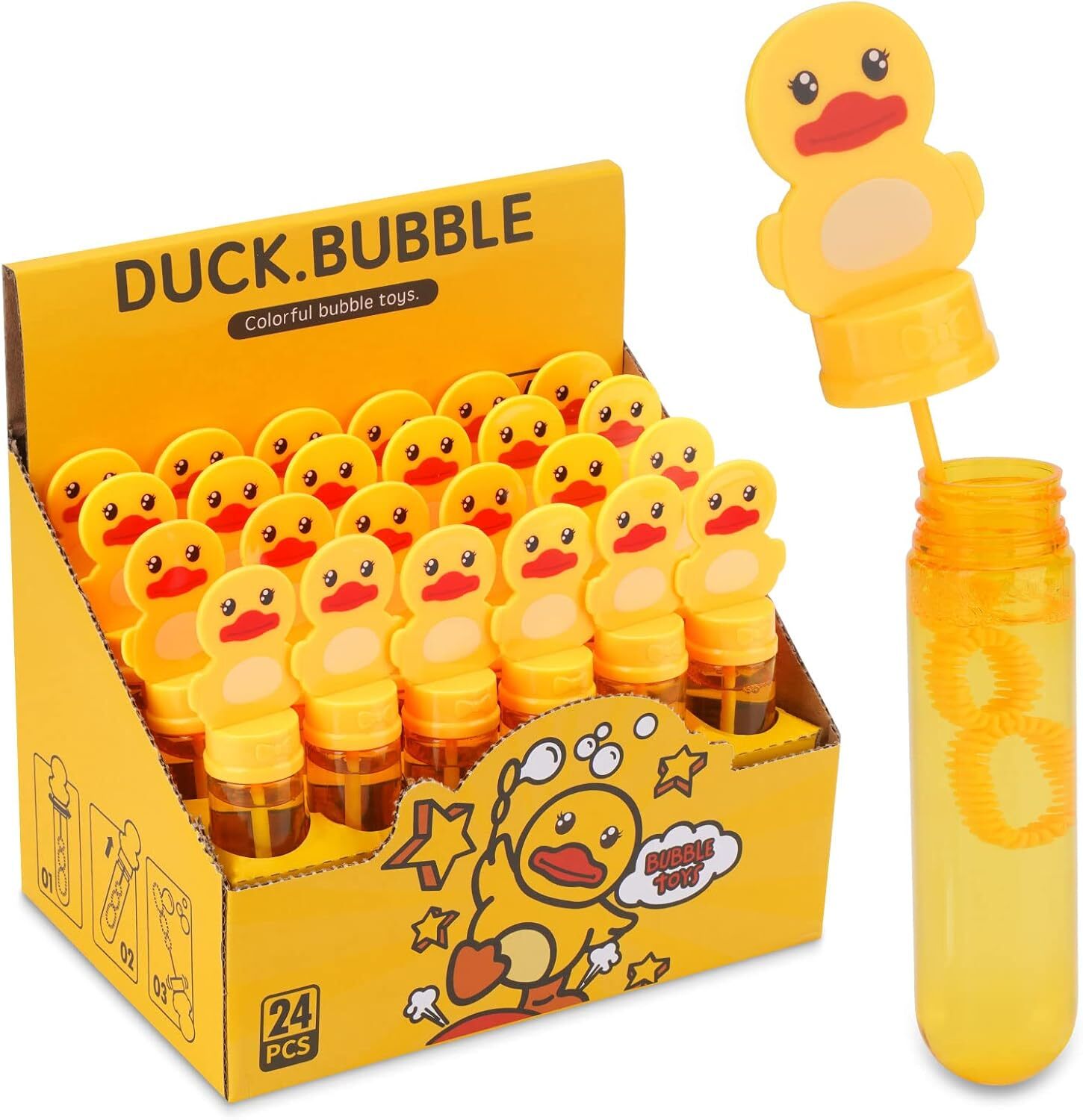 Bubbles for Kids Rubber Duck Toy Party Favors 24 pcs Outdoor Bubble Wands... 