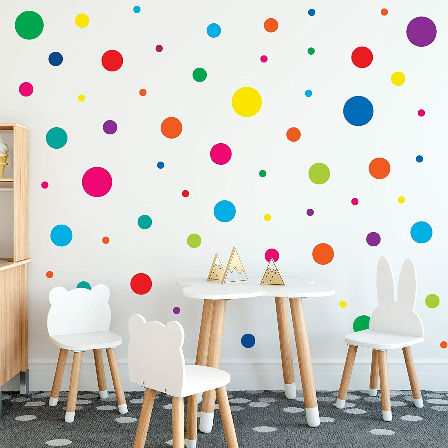 Home Wall Decals ( 255pcs ) Colorful Polka Dot - Easy Peel and Stick Decor Stick
